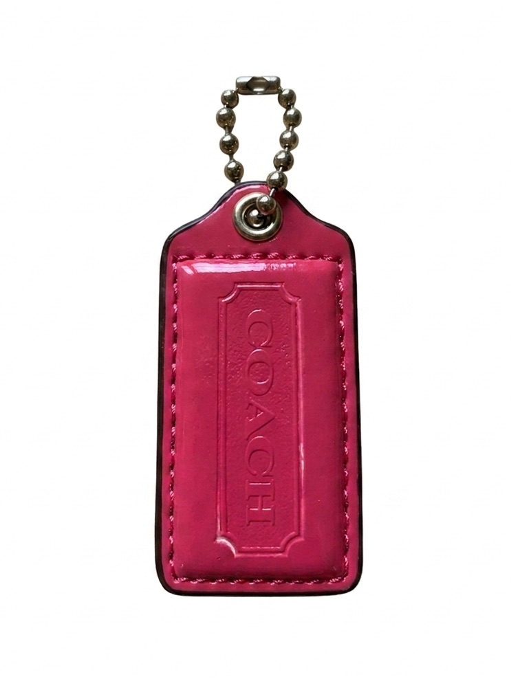 Authentic Coach Raspberry Pink Patent Leather Replacement Hang Tag Silver Chain